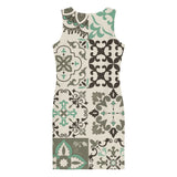 Bodycon Portuguese Green Tile Dress