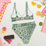 Portuguese Green Tile Recycled high-waisted bikini
