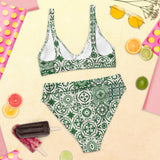 Portuguese Green Tile Recycled high-waisted bikini