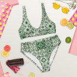 Portuguese Green Tile Recycled high-waisted bikini