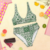 Portuguese Green Tile Recycled high-waisted bikini
