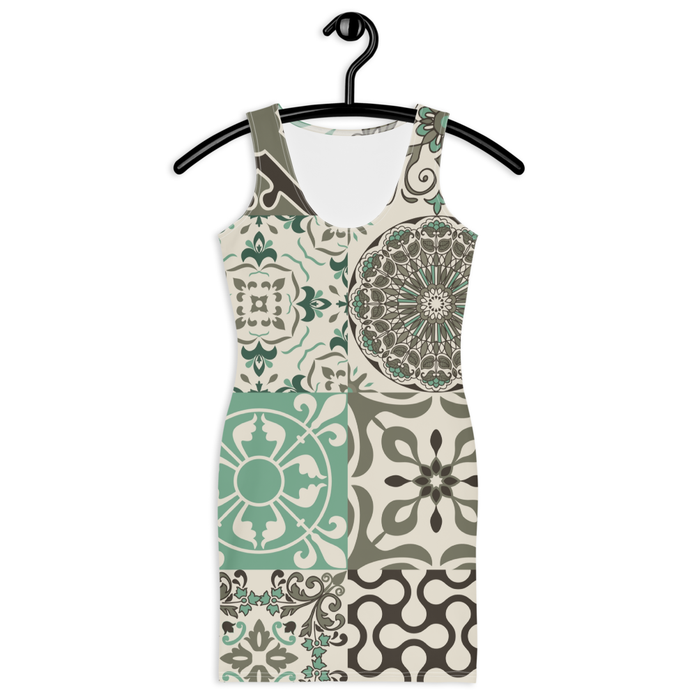 Bodycon Portuguese Green Tile Dress