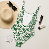 Portuguese Green Tile One-Piece Swimsuit