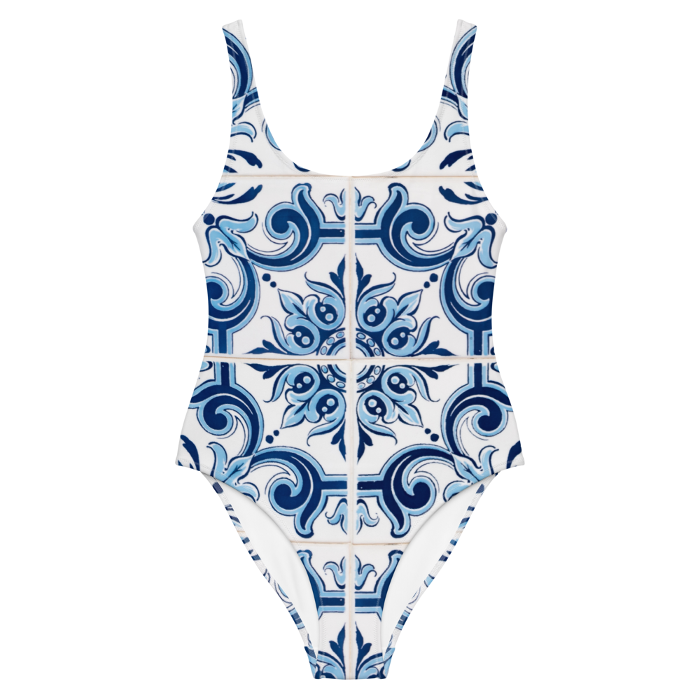 Portuguese Blue Tile One-Piece Swimsuit