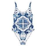 Portuguese Blue Tile One-Piece Swimsuit