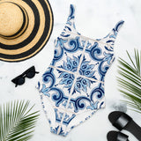 Portuguese Blue Tile One-Piece Swimsuit