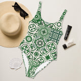 Portuguese Green Tile One-Piece Swimsuit