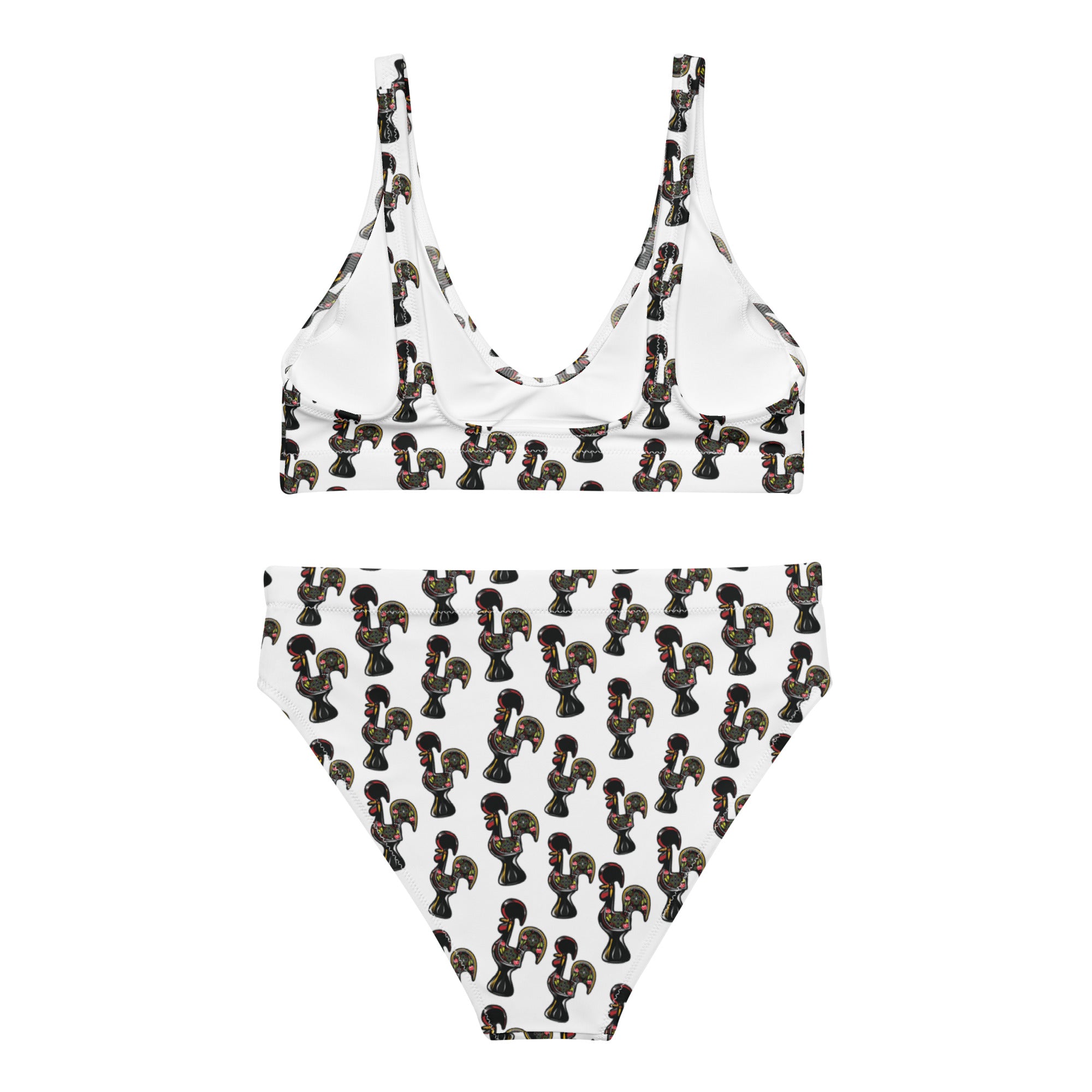 Rooster of Barcelos Pattern Recycled High-Waisted Bikini