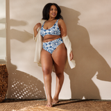 Portuguese Blue Tile Recycled High-Waisted Bikini